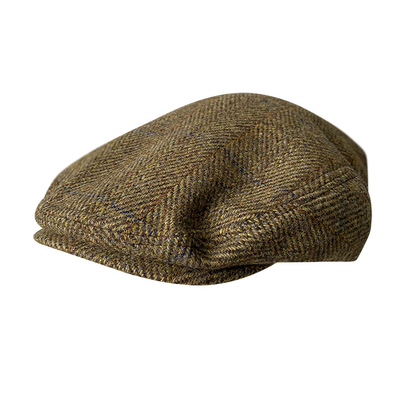 Newsboy Cap Ivy - Topi datar wol bergaris abu-abu baru