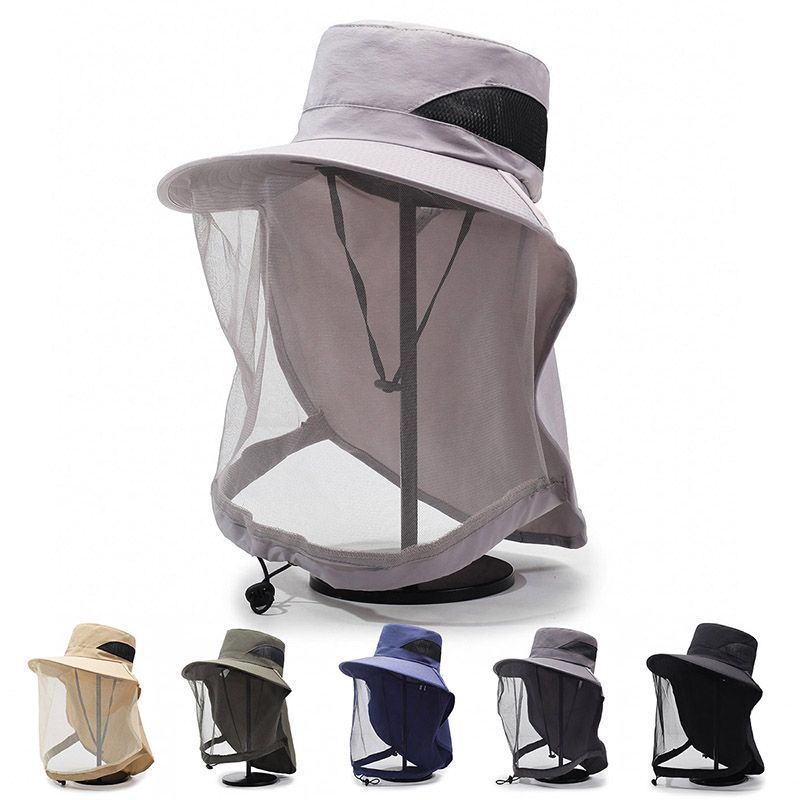 Sun Hat Wide Brim - Topi Jaring Pelindung Matahari dengan Tali
