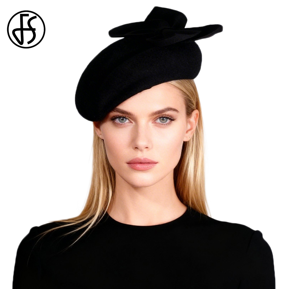 Beret French Wool - Topi Baret Prancis Wol Hitam Putih