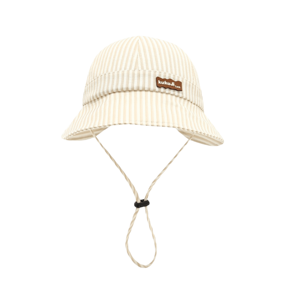 Sun Hat Wide Brim - Topi Bayi Bergaris Baru, Dapat Disesuaikan,