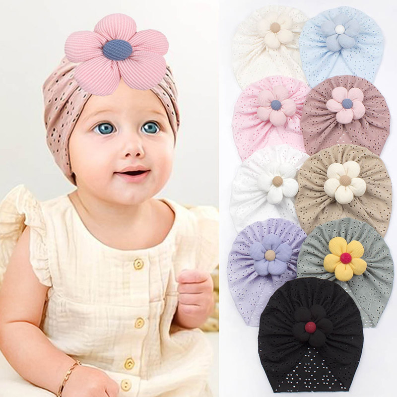 Dad Hat Cotton - Topi Turban bayi bunga 3D, aksesori