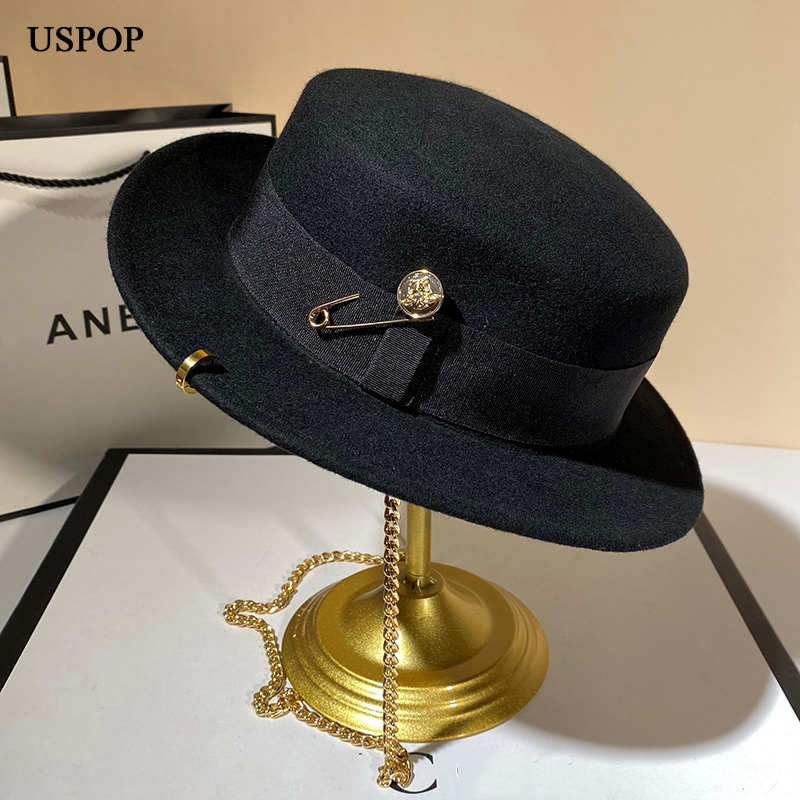 Fedora Hat Wool - USPOP Topi Musim Dingin Baru Wanita