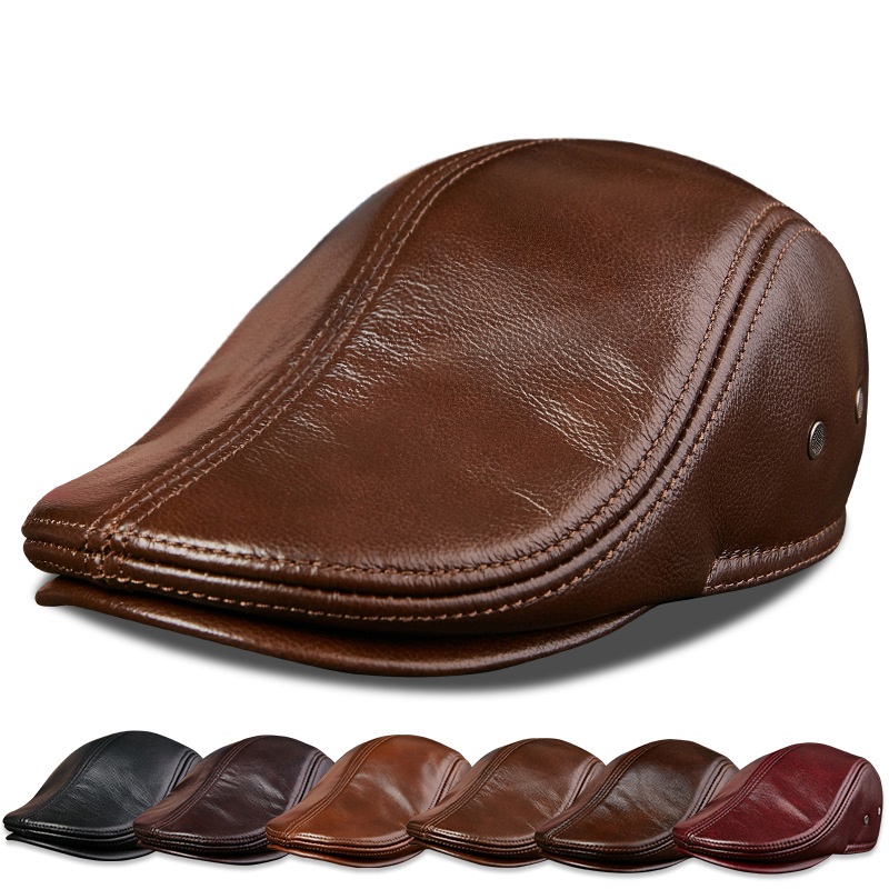 Baseball Cap Structured - Topi baret kulit sapi asli untuk