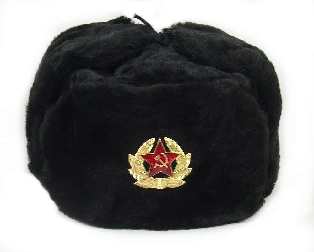 Winter Trapper Hat - Topi Rusia Lencana Militer Angkatan Soviet