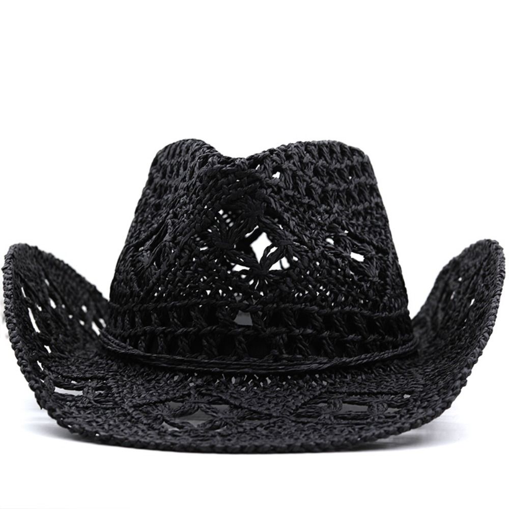 Cowboy Hat Straw - Topi Jerami Lebar Bergaya Vintage, Anyaman