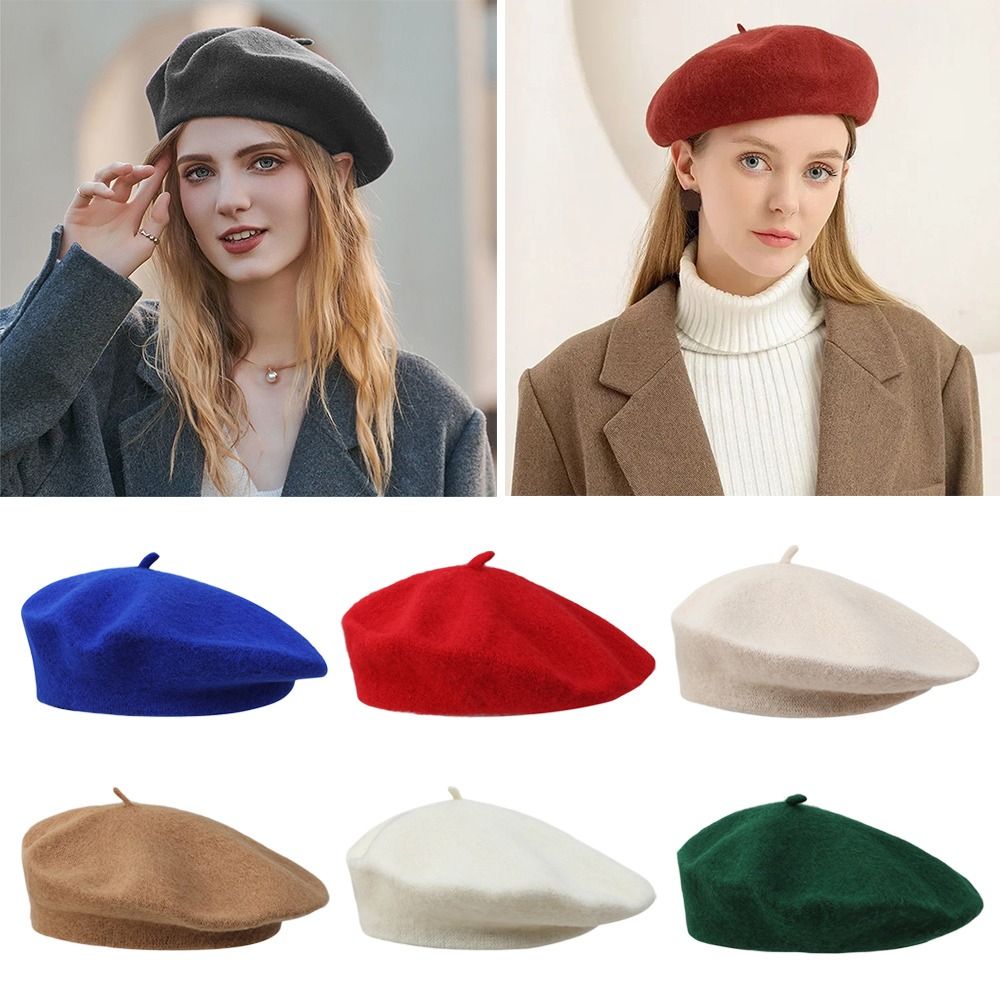Beret French Wool - Topi Baret Wol Musim Dingin yang