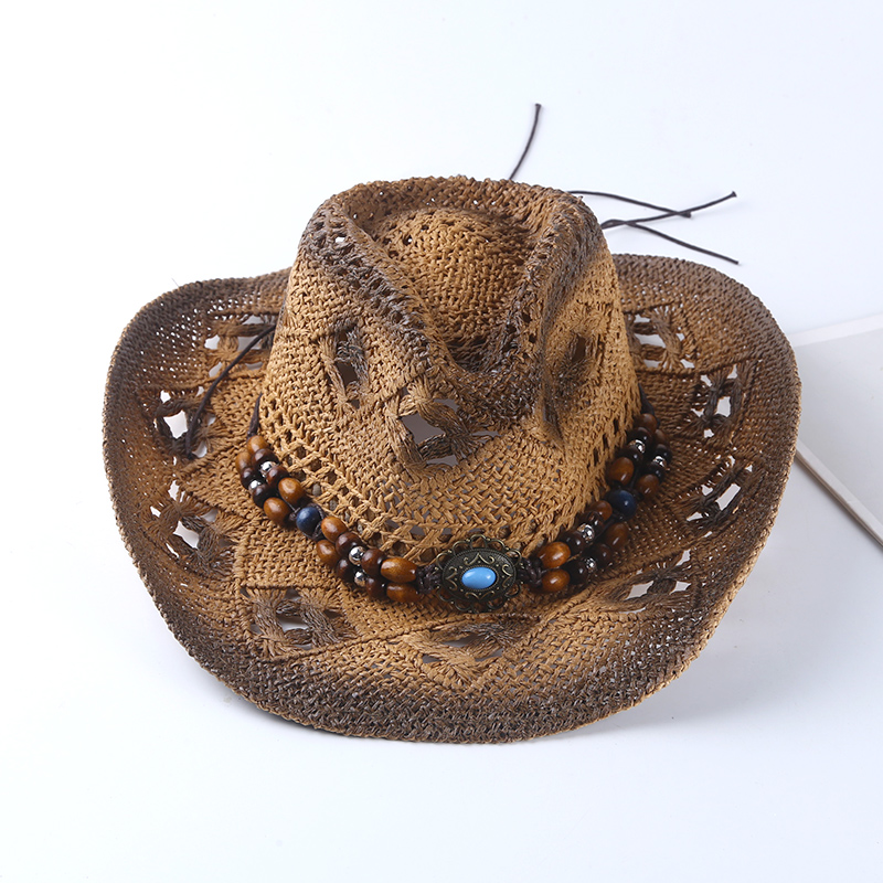Cowboy Hat Straw - Topi Jerami Koboi Retro Spanyol Musim