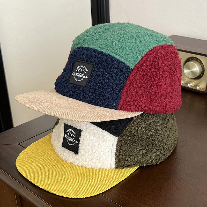 Corduroy Cap 5 Panel - Topi Fleece Retro 5 Panel untuk