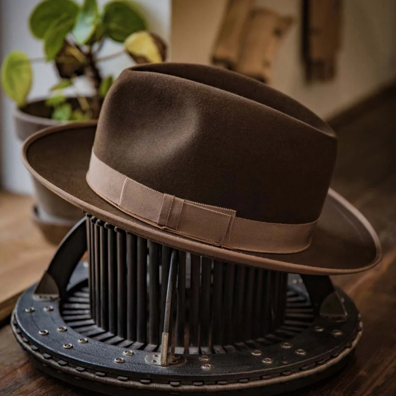 Fedora Hat Wool - Topi Fedora lembut pita elegan wanita