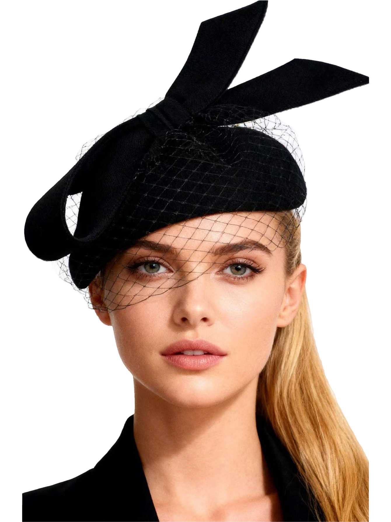 Fedora Hat Wool - Topi Baret Putih Prancis Fascinator Musim