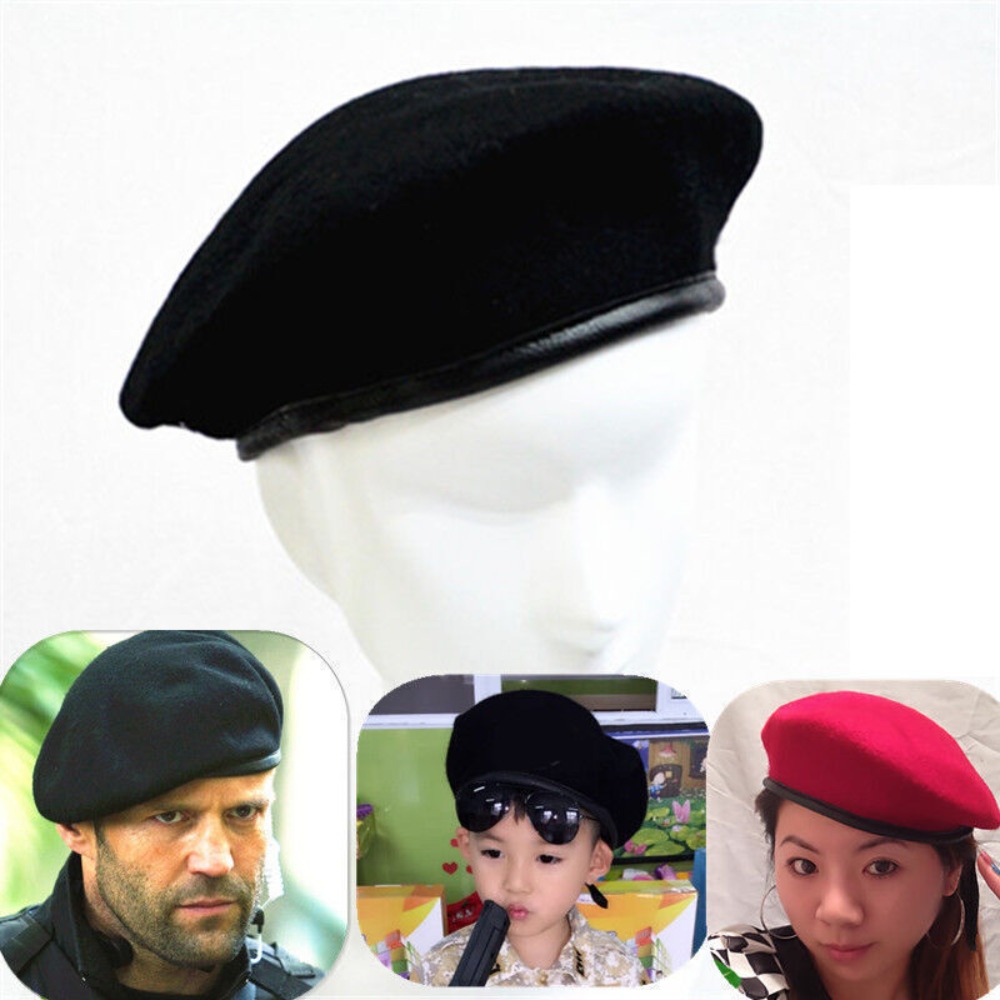 Beret French Wool - Topi seragam uniseks Pria Wanita, wol