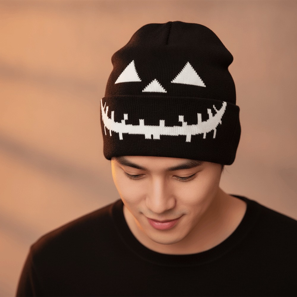 Topi Beanie Rajut Motif Labu T - Beanie Cuffed Knit ulasan dan harga