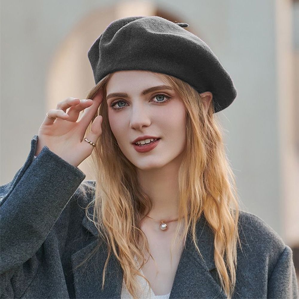 Topi Baret Wol Musim Dingin Ha - Beret French Wool ulasan dan harga