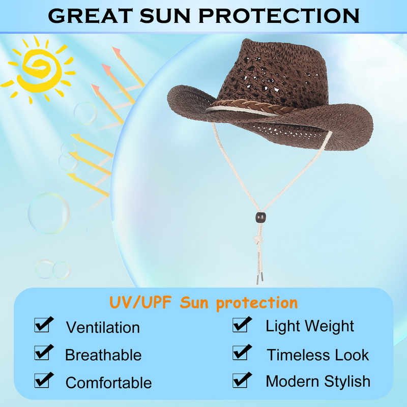 GEMVIE Topi Koboi Musim Panas  - Cowboy Hat Straw ulasan dan harga