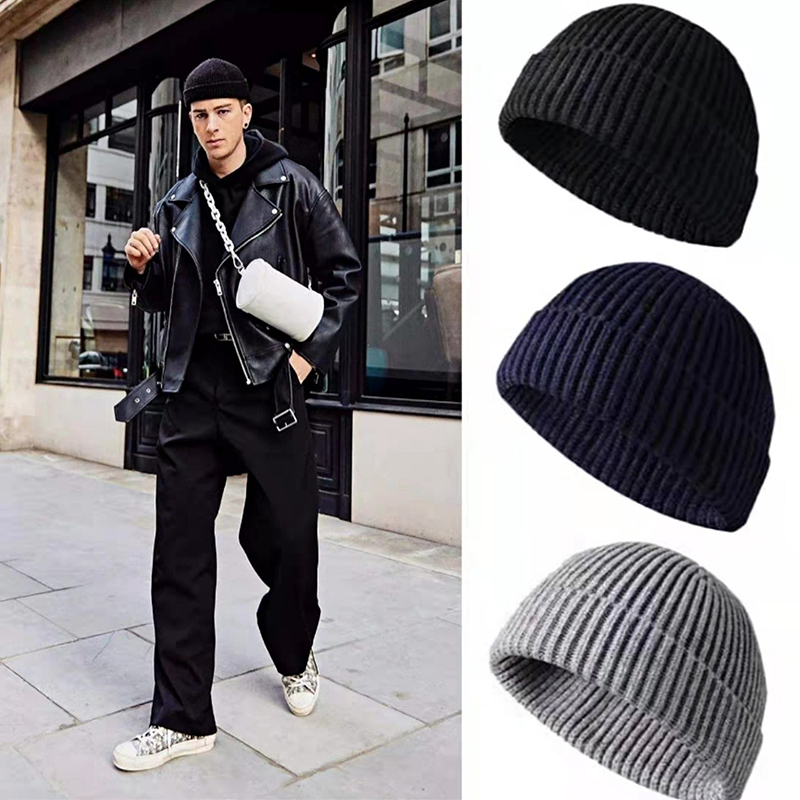 Topi kupluk wol uniseks, topi  - Beanie Cuffed Knit ulasan dan harga