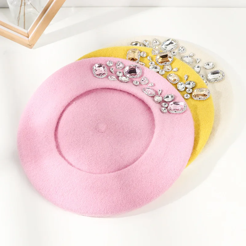 Baret Wol Berhiaskan Batu Rhin - Beret French Wool ulasan dan harga