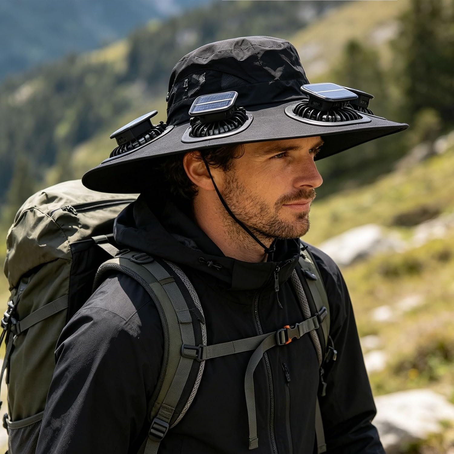 Topi Kipas Tenaga Surya Hot 6  - Sun Hat Wide Brim ulasan dan harga