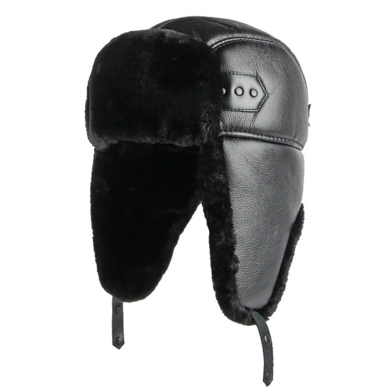 HT4002 Baru Kulit PU Topi Rusi - Winter Trapper Hat ulasan dan harga