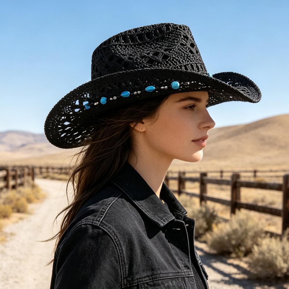 Topi Koboi Bertepi Lebar Gaya  - Cowboy Hat Straw ulasan dan harga