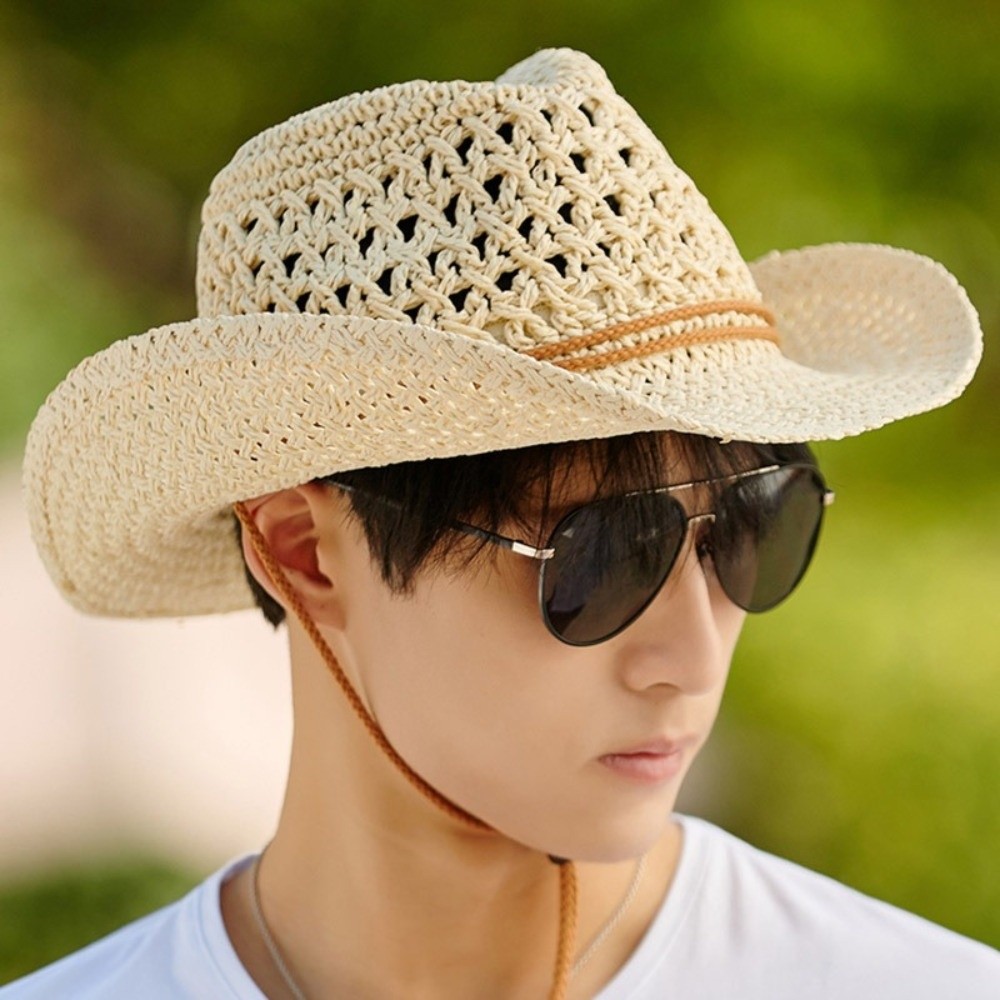 Topi Jerami Pelindung Matahari - Cowboy Hat Straw ulasan dan harga