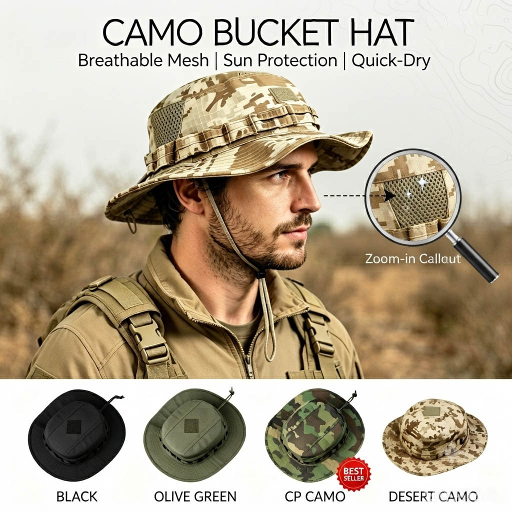 Topi Boonie Taktis untuk Pria, - Boonie Hat Tactical ulasan dan harga
