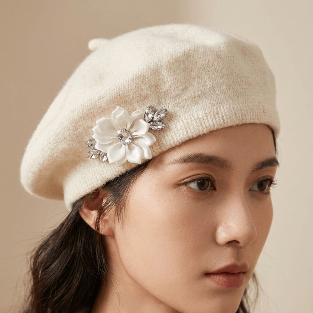 Beret Wol Warna Solid Manis de - Beret French Wool ulasan dan harga