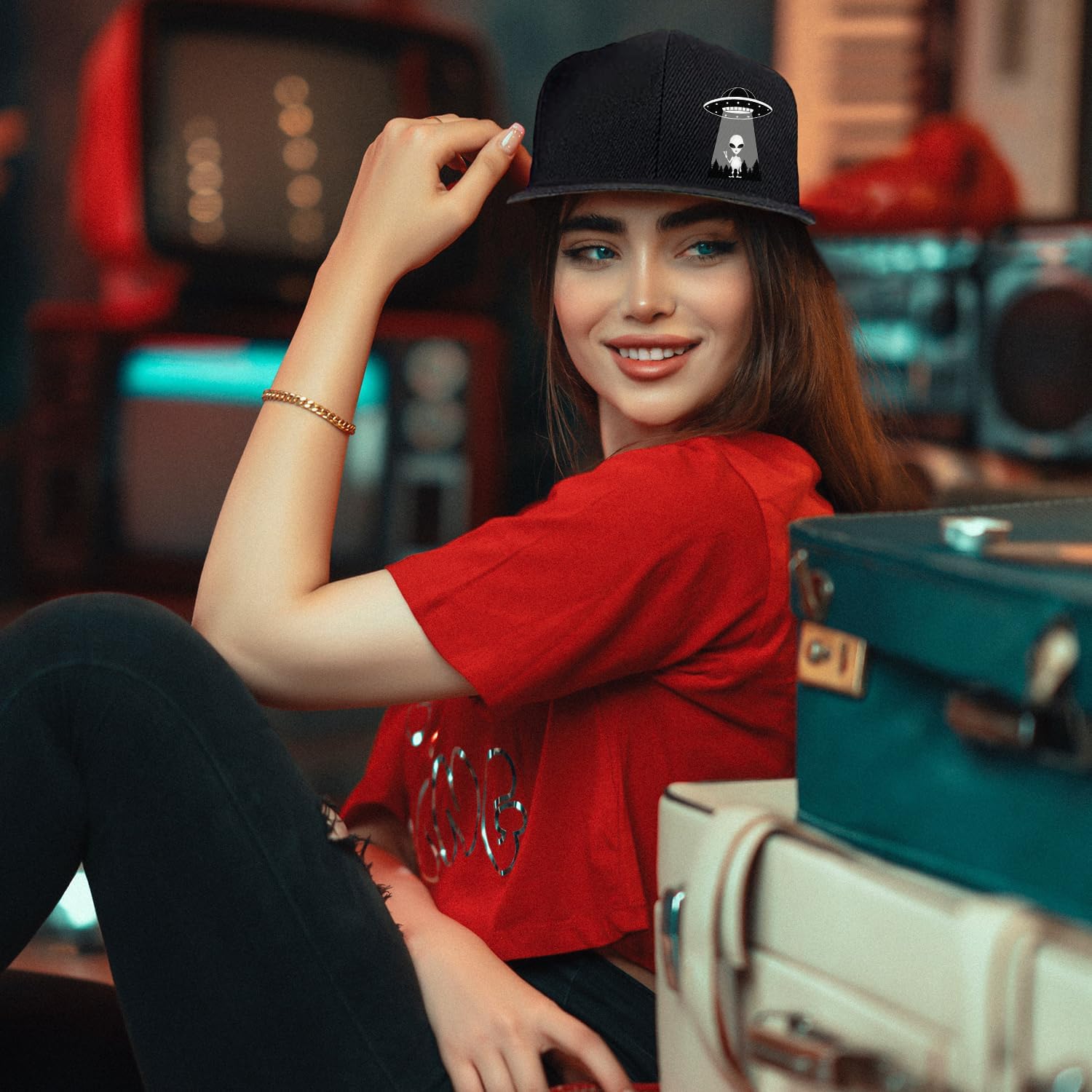 Topi Snapback Alien Ufo untuk  - Snapback Hat Flat ulasan dan harga