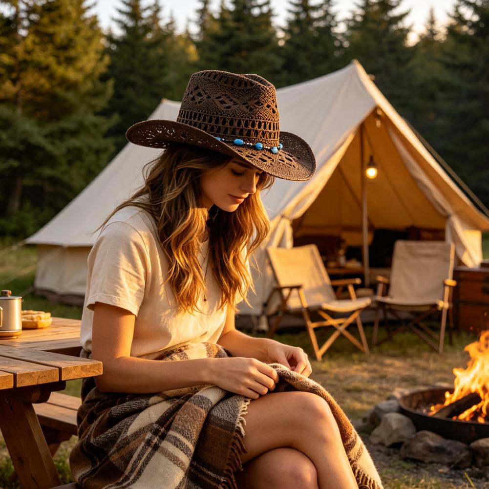 Topi Koboi Bertepi Lebar Topi  - Cowboy Hat Straw ulasan dan harga