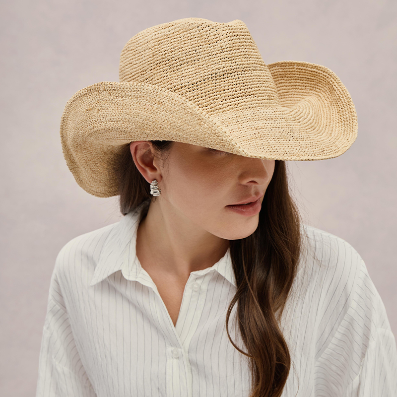 Topi Jerami Rafia Premium Mewa - Cowboy Hat Straw ulasan dan harga
